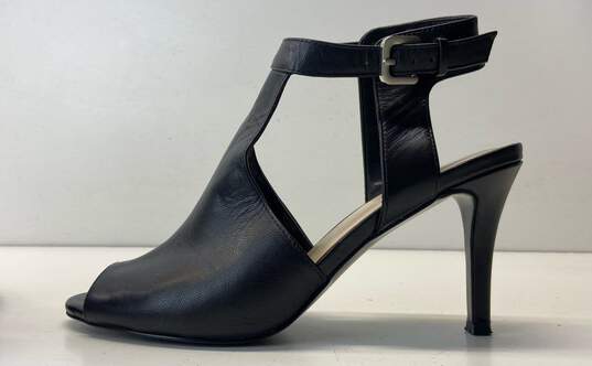 Nine West Infusion Black Leather Peep Toe Ankle Strap Pumps Women's Size 9 image number 2