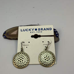 NWT Designer Lucky Brand Gold-Tone Openwork Fish Hook Disc Drop Earrings