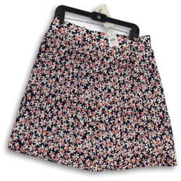 NWT J. Crew Womens Navy Blue Floral Pleated Back Zip Mini Skirt Size 12