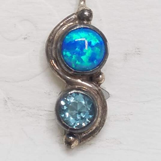 Sajen Sterling Silver Opal & Blue Topaz Wire Earrings 3.5g image number 2