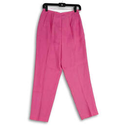 Womens Pink Flat Front Slash Pocket Straight Leg Dress Pant Size 6