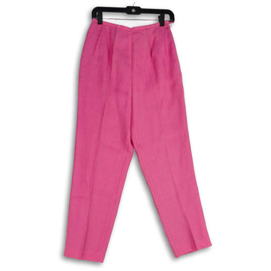Womens Pink Flat Front Slash Pocket Straight Leg Dress Pant Size 6 image number 1