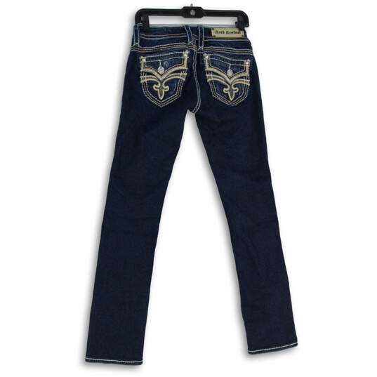 Rock Revival Womens Blue Denim Medium Wash 5-Pocket Design Skinny Jeans Size 27 image number 2