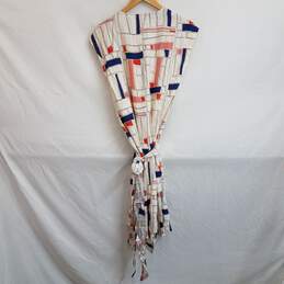 Anthropologie ivory geometric abstract print silk wrap dress S petite nwt alternative image