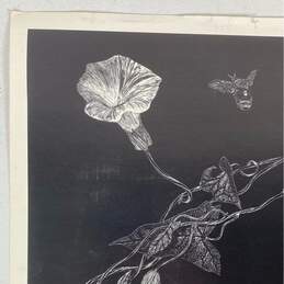 Etching in Negative Drawing of Kitten and Flowers by H. W. Hoag Signed. Vintage alternative image