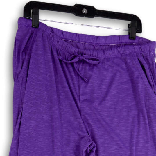 Womens Purple Heather Elastic Waist Slash Pocket Sweatpants Size 2XL image number 3