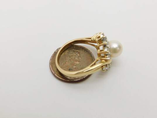 Elegant 14k Yellow Gold Pearl & Spinel Accent Ring 4.5g image number 5