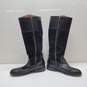 Frye Button Tall Women's Black Leather And Suede Riding Boots 8 image number 4