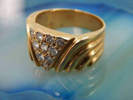 Vintage 18K Yellow Gold 0.50 CTTW Round Diamond Ridged Ring 6.0g image number 9