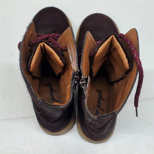 Free People Cow Fir Lace Up Boots Size 40 EU image number 5