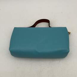 Longchamp Womens Blue Brown Outer Zipper Pocket Cosmetic Makeup Handbag Case alternative image