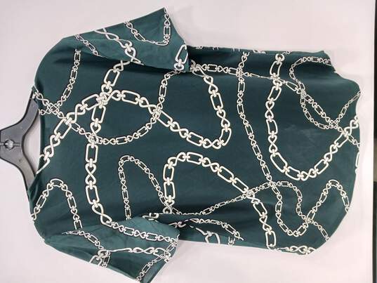 Factory Chain Pattern Green Blouse Size S image number 2