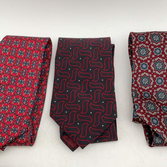Bundle Of 6 Christian Dior Mens Red Blue Printed Adjustable Designer Necktie image number 2