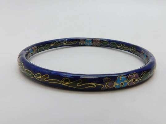 Vintage Chinese Cloisonné Enamel Bangle Bracelets 104.1g image number 2