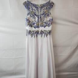 Fabuluxe Couture Sheer Mesh Hand Beaded Maxi Dress Gown LG alternative image