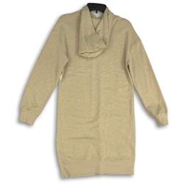 NWT Womens Beige Long Sleeve Drawstring Hooded Sweater Dress Size XS alternative image