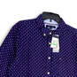 NWT Mens Blue Printed Long Sleeve Collared Pocket Button-Up Shirt Size L image number 3
