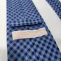 Men's Michael Kors Blue Checked Silk Tie image number 3