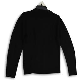 Mens Black Long Sleeve Knitted Henley Sweater Size Medium alternative image