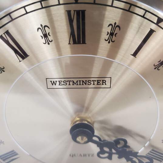 Westminster Mantle Clock Wood Quartz Tempus Fugit image number 5