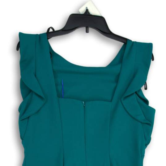 NWT Womens Green Sleeveless Round Neck Back Zip Sheath Dress Size 10 image number 4