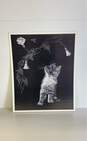 Black and white sketch of Kitten and Flowers 1980's Print by H. W. Hoag image number 1