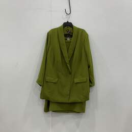 NWT Womens Green Long Sleeve Shawl Lapel 2 Piece Skirt Suit Set Size 24