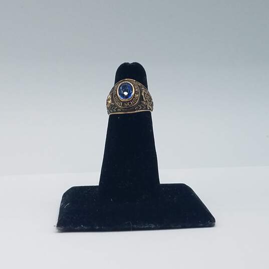 10k Gold Blue Spinel 1966 Northwestern High Class Ring Sz 5 1/2 8.0g image number 4