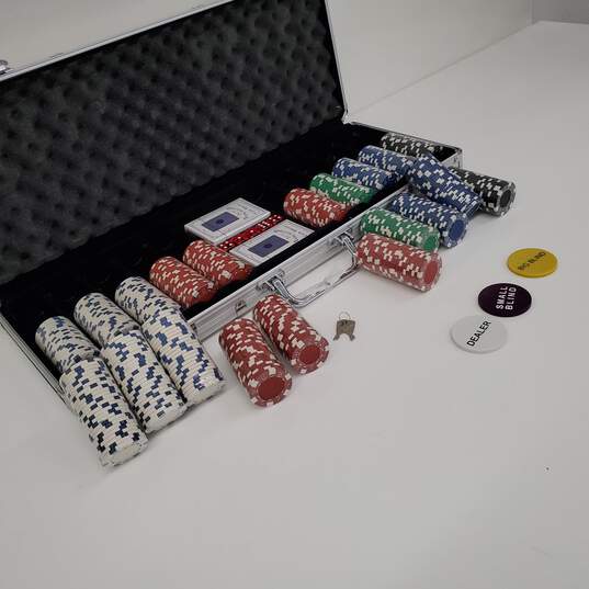 BCG Poker Chips set w/ Sealed Tokens Sealed Cards 5 Loose Dice and Case image number 3