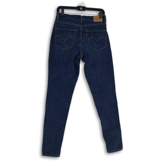 Womens Blue 5 Pockets Design Dark Wash Denim Skinny Jeans Size 30 image number 2