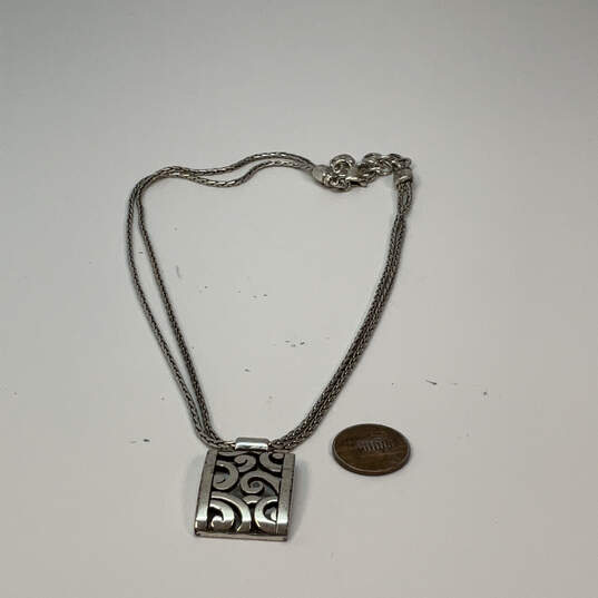 Designer Brighton Silver-Tone Scroll Design Double Chain Pendant Necklace image number 2