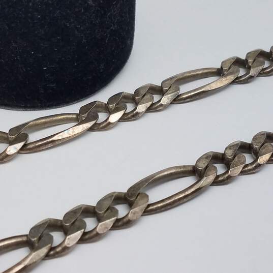 Sterling Silver Figaro Chain Link 22" Necklace 73.5g image number 2