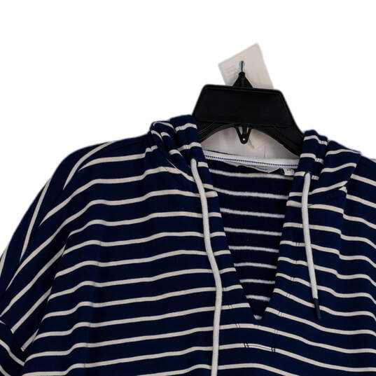 Womens Navy White Striped Drawstring Long Sleeve Pullover Hoodie Size 2X image number 3