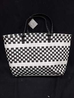 Kate Spade Women's Woven Black & White Checkered Tote Bag NWT alternative image