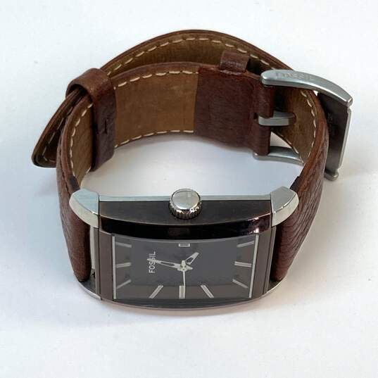 Designer Fossil FS-4371 Brown Stainless Steel Quartz Dress Wristwatch image number 2