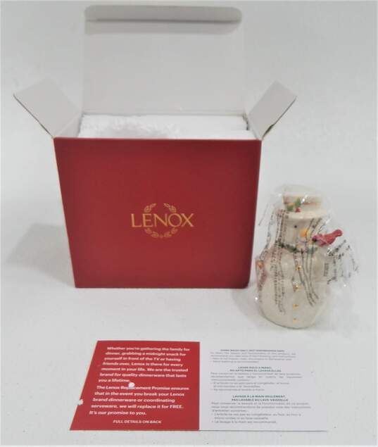 Lenox Happy Holly Days Snowman Salt & Pepper Shaker Set NIB 7 Inch Plate image number 2