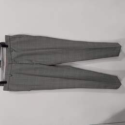 Men's Slim Grey Blue Check Suit Trousers Sz 34R NWT