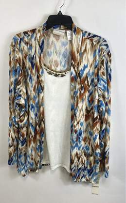 NWT Alfred Dunner Womens Multicolor Long Sleeve Scoop Neck Cardigan Sweater Sz1X