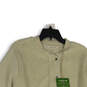 NWT Womens Beige Fleece Long Sleeve Full-Zip Bomber Jacket Size XL image number 3