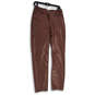Womens Brown Leather Flat Front Straight Leg Ankle Pants Size 28/6L image number 1