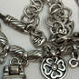 Designer Brighton Silver-Tone Wheat Chain Engraved Multi Charm Necklace image number 4