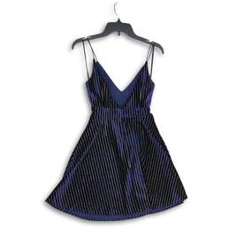 Womens Blue Striped Spaghetti Strap Tie Waist Short A-Line Dress Size Medium alternative image