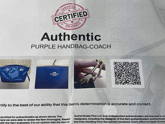 Certified Authentic Coach Purple HandBag w/Shoulder Strap image number 7