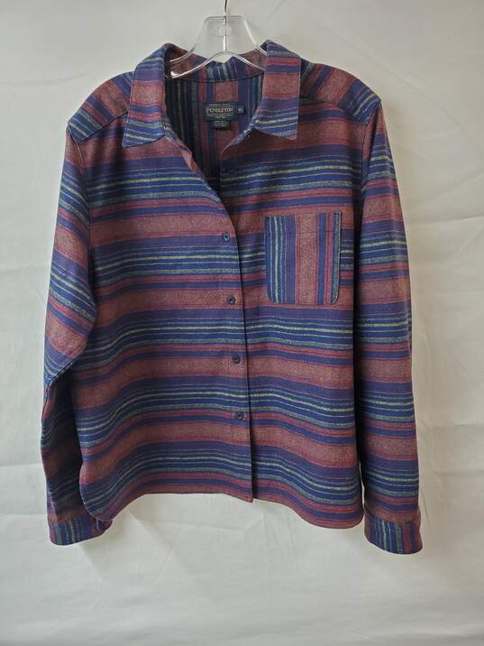 Pendleton Wool Stripe Pattern Button Up Shirt Size XL image number 1