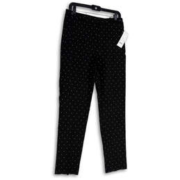 NWT Womens Black White Polka Dot Flat Front Straight Leg Ankle Pants Sz 10 alternative image