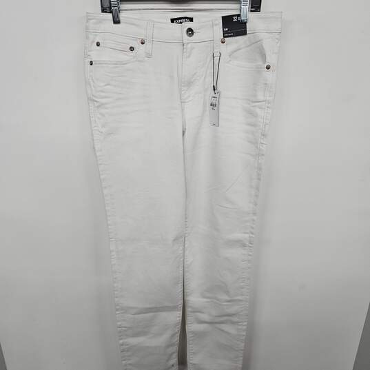 Express White Slim Hyper Stretch Jeans image number 1