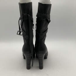 Womens Jardin Black Leather Mid Calf Block Heel Riding Boots Size 10 alternative image