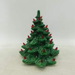Vintage Ceramic Green Christmas Tree 10 Inch Red Bulbs - No Base or Cord alternative image