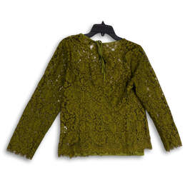 NWT Womens Green Lace Long Sleeve Round Neck Pullover Blouse Top Size 12 alternative image