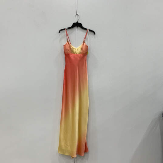 NWT Womens Orange Yellow V-Neck Spaghetti Strap Back Zip Maxi Dress Sz 3/4 image number 1